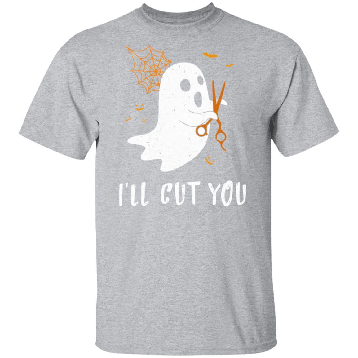 Halloween Boo Ghost I'll Cut You Barber Costume-T-Shirt & Hoodie-Classic T-Shirt-Sport Grey