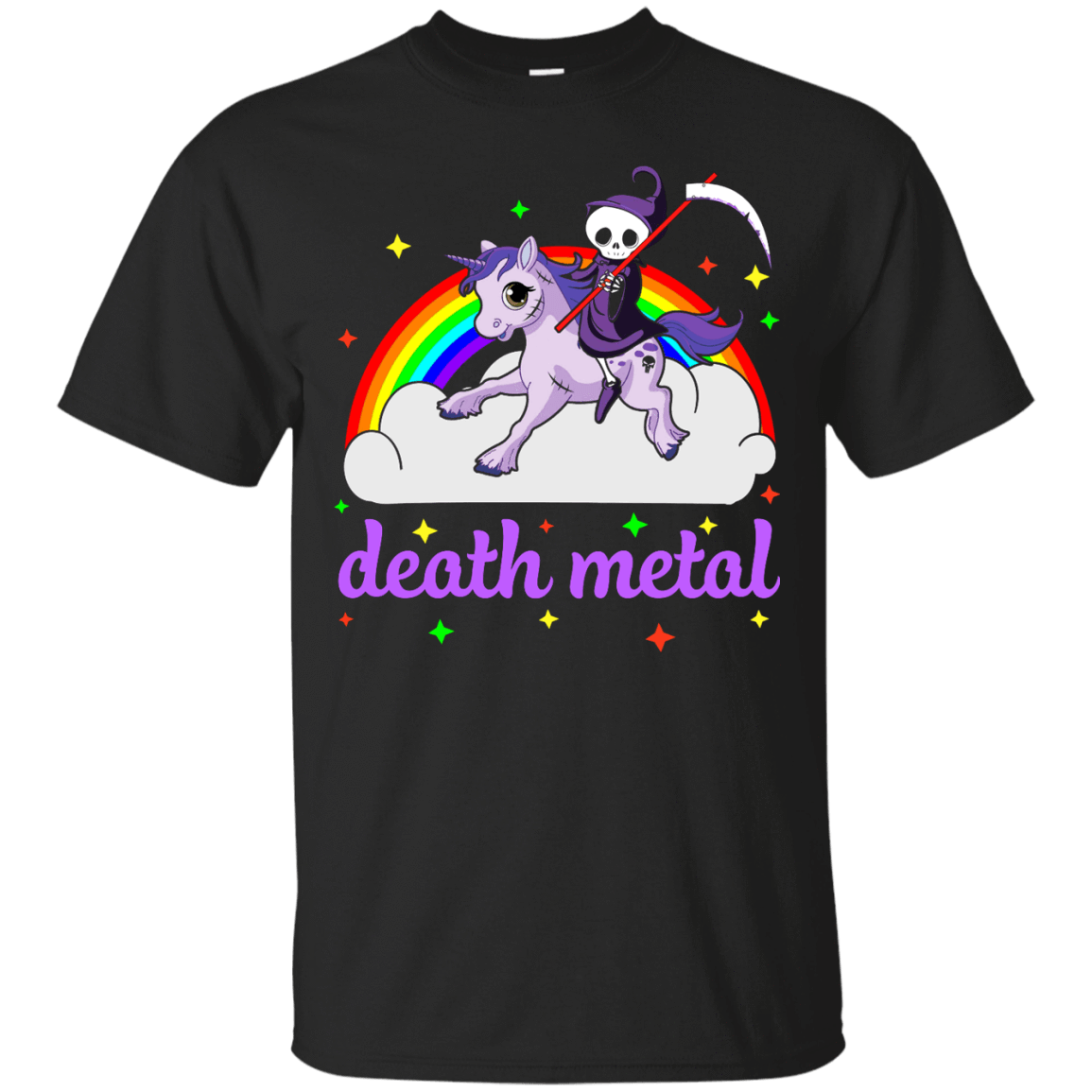 Rainbow Death Metal Rocker Unicorn-T-Shirt & Hoodie-Classic T-Shirt-Black