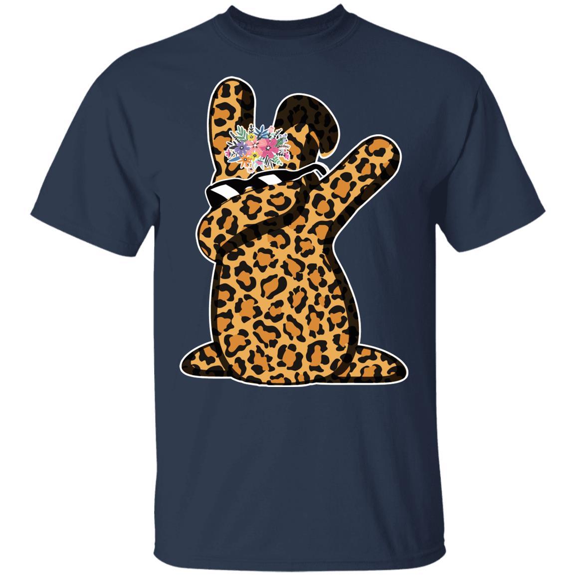 Funny Easter Gift For Her Teen Girls Dabbing Bunny Leopard Youth-Youth Shirt-Youth T-Shirt-Navy