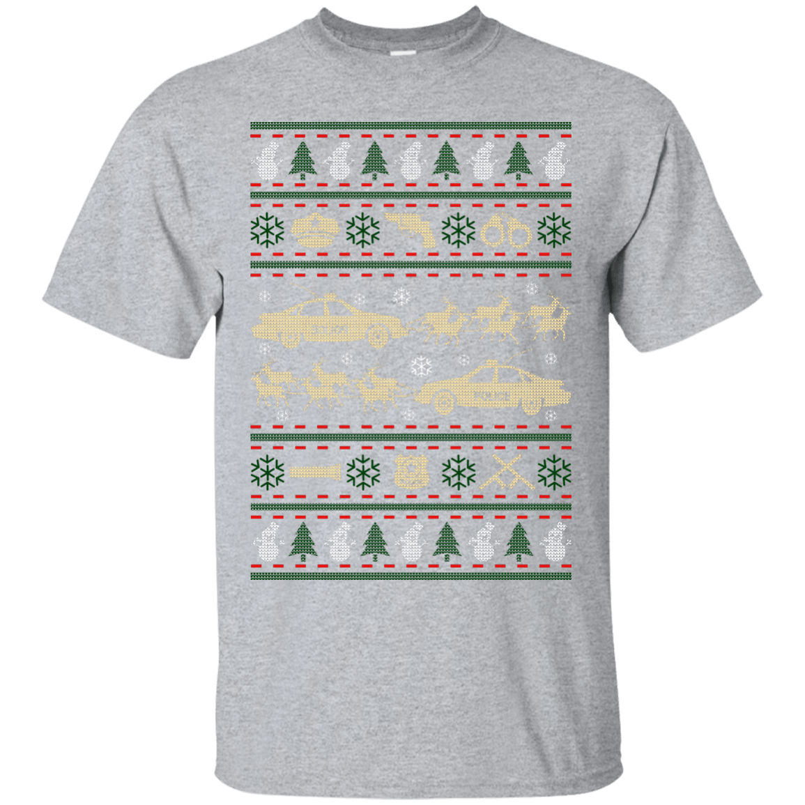 Police Christmas Ugly Sweater-T-Shirt & Hoodie-Classic T-Shirt-Sport Grey