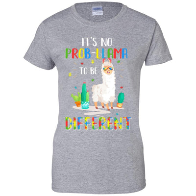 No Prob Llama To Be Different Llama Autism Awareness Gift-T-Shirt & Hoodie-Women's T-Shirt-Sport Grey