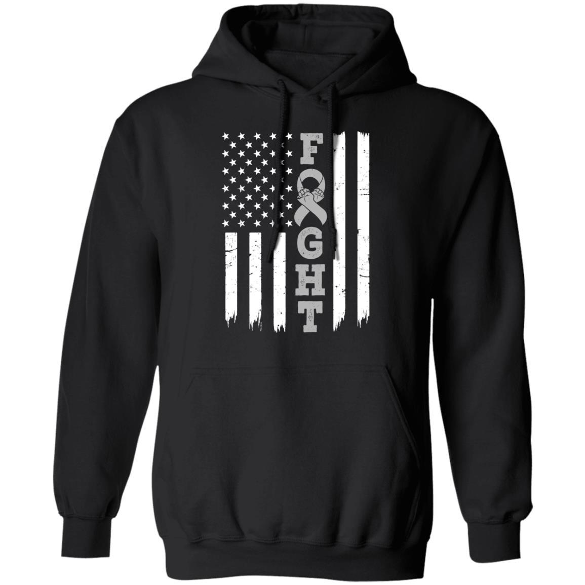 Parkinson's Disease Brain Cancer Awareness American Flag-T-Shirt & Hoodie-Pullover Hoodie-Black
