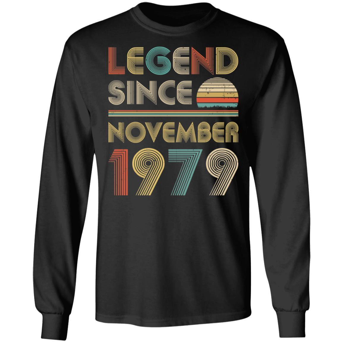 Legend Since November 1979 Vintage 42th Birthday Gifts-T-Shirt & Hoodie-Long Sleeve T-Shirt-Black