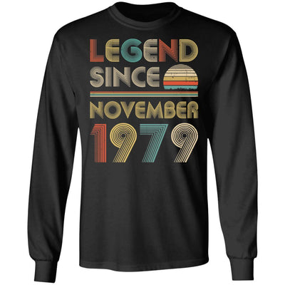 Legend Since November 1979 Vintage 42th Birthday Gifts-T-Shirt & Hoodie-Long Sleeve T-Shirt-Black