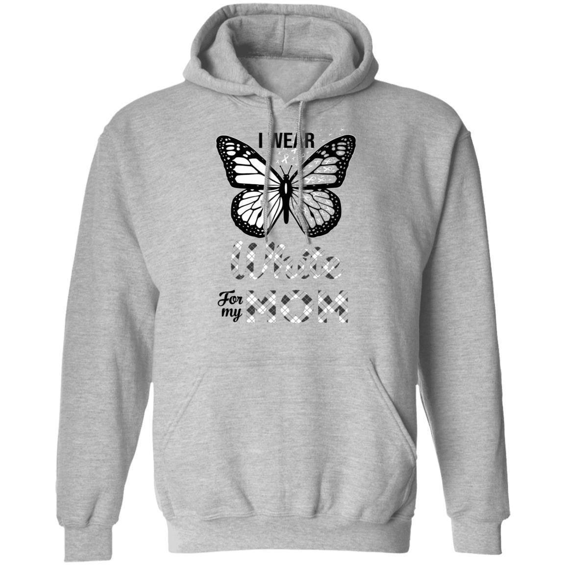 I Wear White For My Mom Butterfly Lung Cancer Awareness-T-Shirt & Hoodie-Pullover Hoodie-Sport Grey