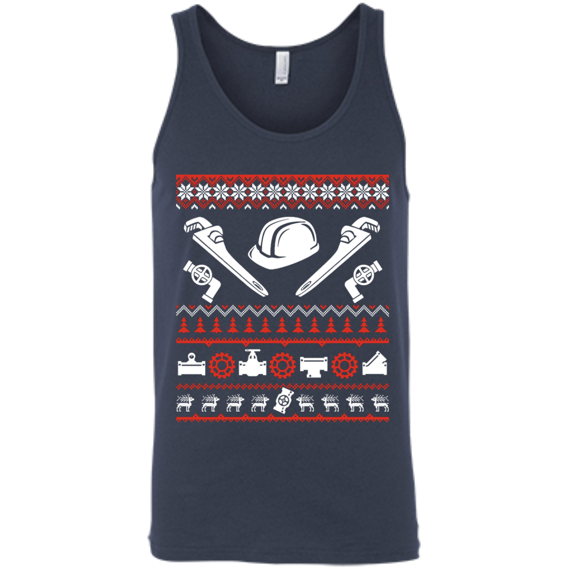 Pipefitter Christmas Sweater-T-Shirt & Hoodie-Unisex Tank-Navy