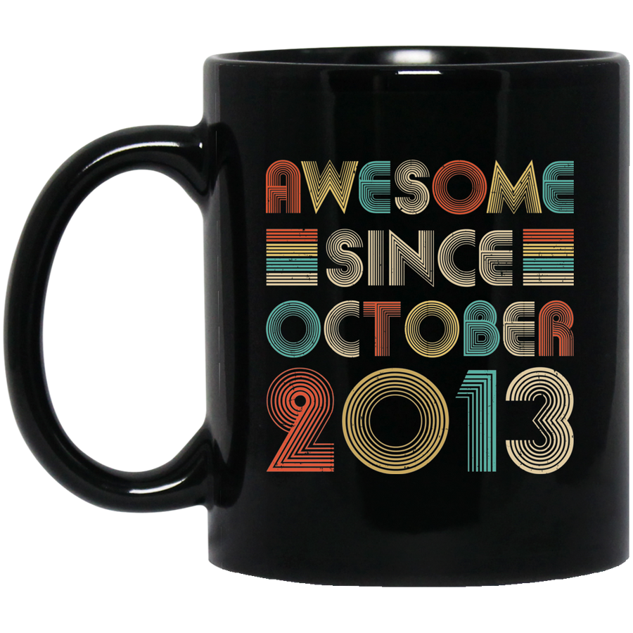 Awesome Since October 2013 Vintage 8th Birthday Gifts Youth Mug-Coffee Mug-BM11OZ 11 oz. Black Mug-Black