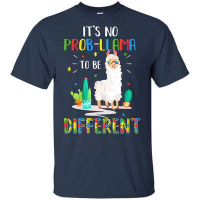 No Prob Llama To Be Different Llama Autism Awareness Gift Youth-Youth Shirt-Youth T-Shirt-Navy