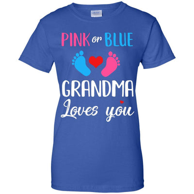 Pink Or Blue Grandma Loves You Funny Gender Reveal Party Gift-T-Shirt & Hoodie-Women's T-Shirt-Royal