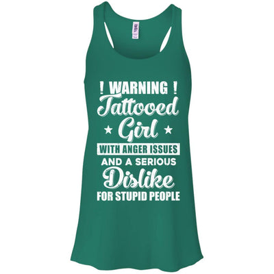 Warning Tattooed Girl With Anger Issues-T-Shirt & Tank Top-Women's Flowy Racerback Tank-Kelly Green