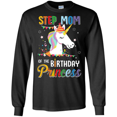 Step Mom Of The Unicorn Birthday Princess-T-Shirt & Hoodie-Long Sleeve T-Shirt-Black