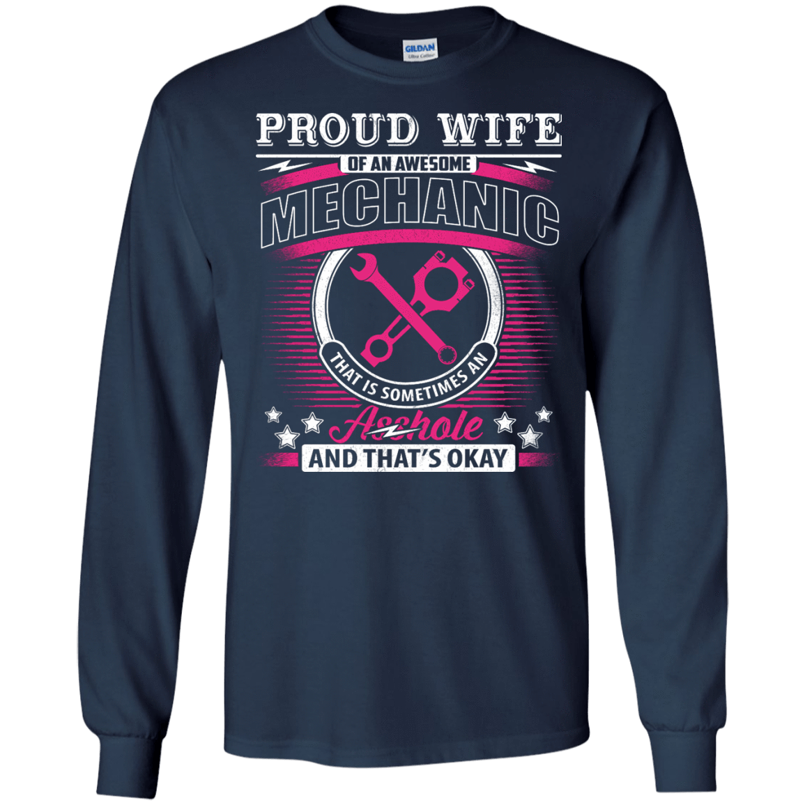 Proud Wife Of An Awesome Mechanic-T-Shirt & Hoodie-Long Sleeve T-Shirt-Navy