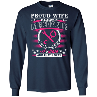 Proud Wife Of An Awesome Mechanic-T-Shirt & Hoodie-Long Sleeve T-Shirt-Navy