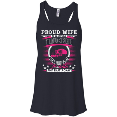 Proud Wife Of An Awesome Trucker-T-Shirt & Hoodie-Women's Flowy Racerback Tank-Midnight