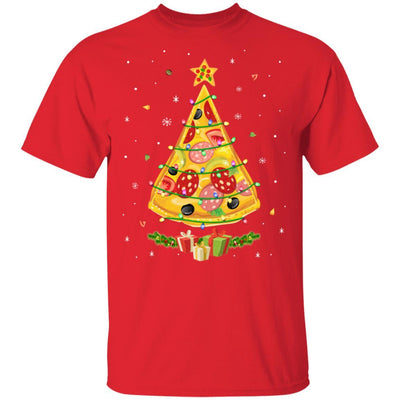Pizza Christmas Pizza Slice Funny Christmas Tree-T-Shirt & Sweatshirt-Classic T-Shirt-Red