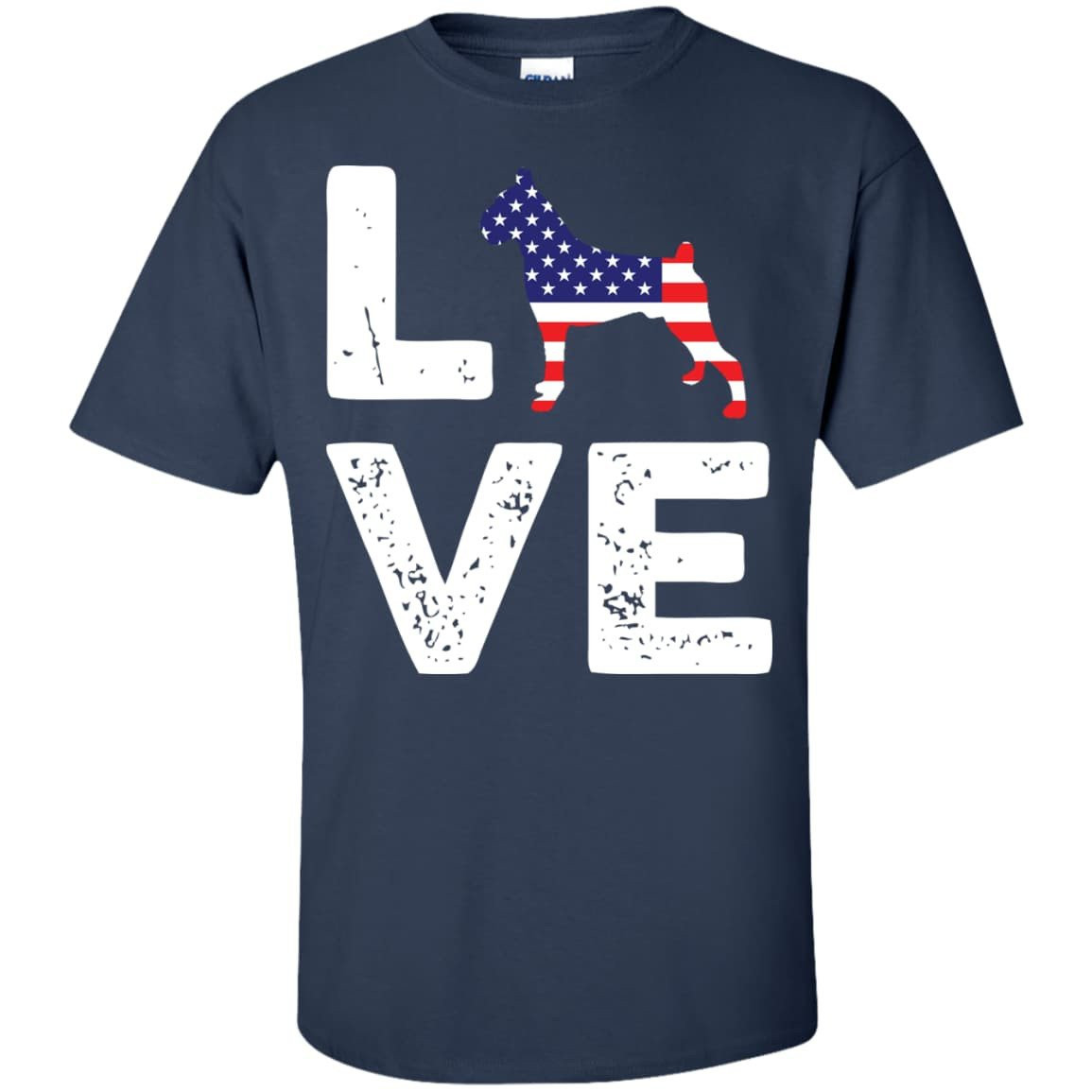 American Flag Dog Boxer Love-T-Shirt & Hoodie-Classic T-Shirt-Navy
