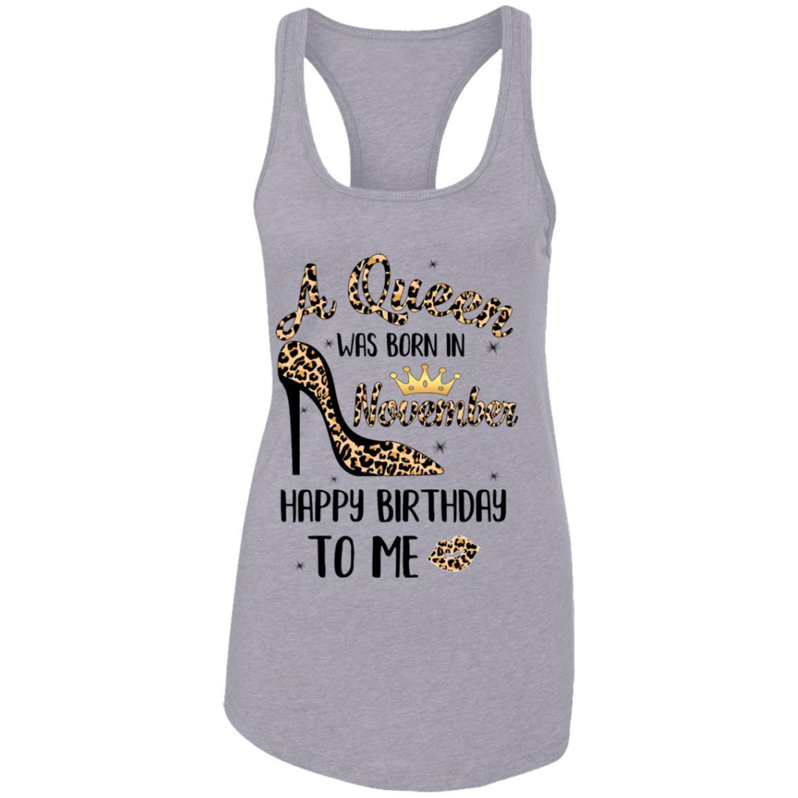 Born In November Girl Leopard High Heels Birthday Women Gift-T-Shirt & Tank Top-Women's Ideal Racerback Tank-Heather Grey