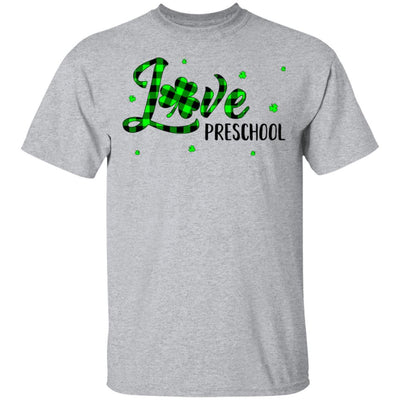 St Patricks Day Gift Preschool Teacher Plaid Shamrock-T-Shirt & Hoodie-Classic T-Shirt-Sport Grey