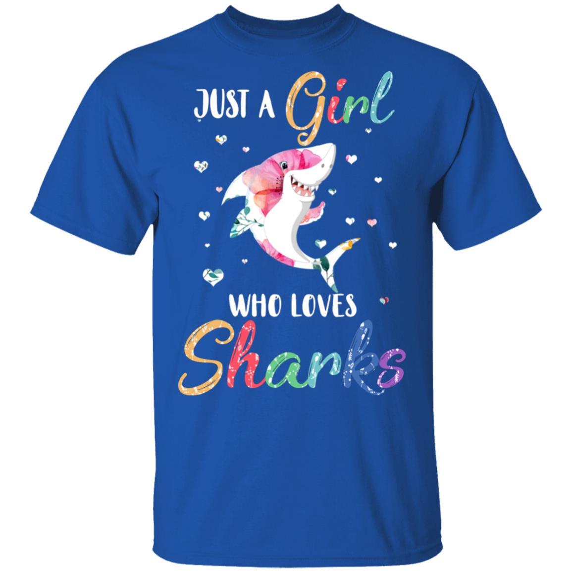 Just A Girl Who Loves Sharks Cute Shark Lover-T-Shirt & Hoodie-Classic T-Shirt-Royal