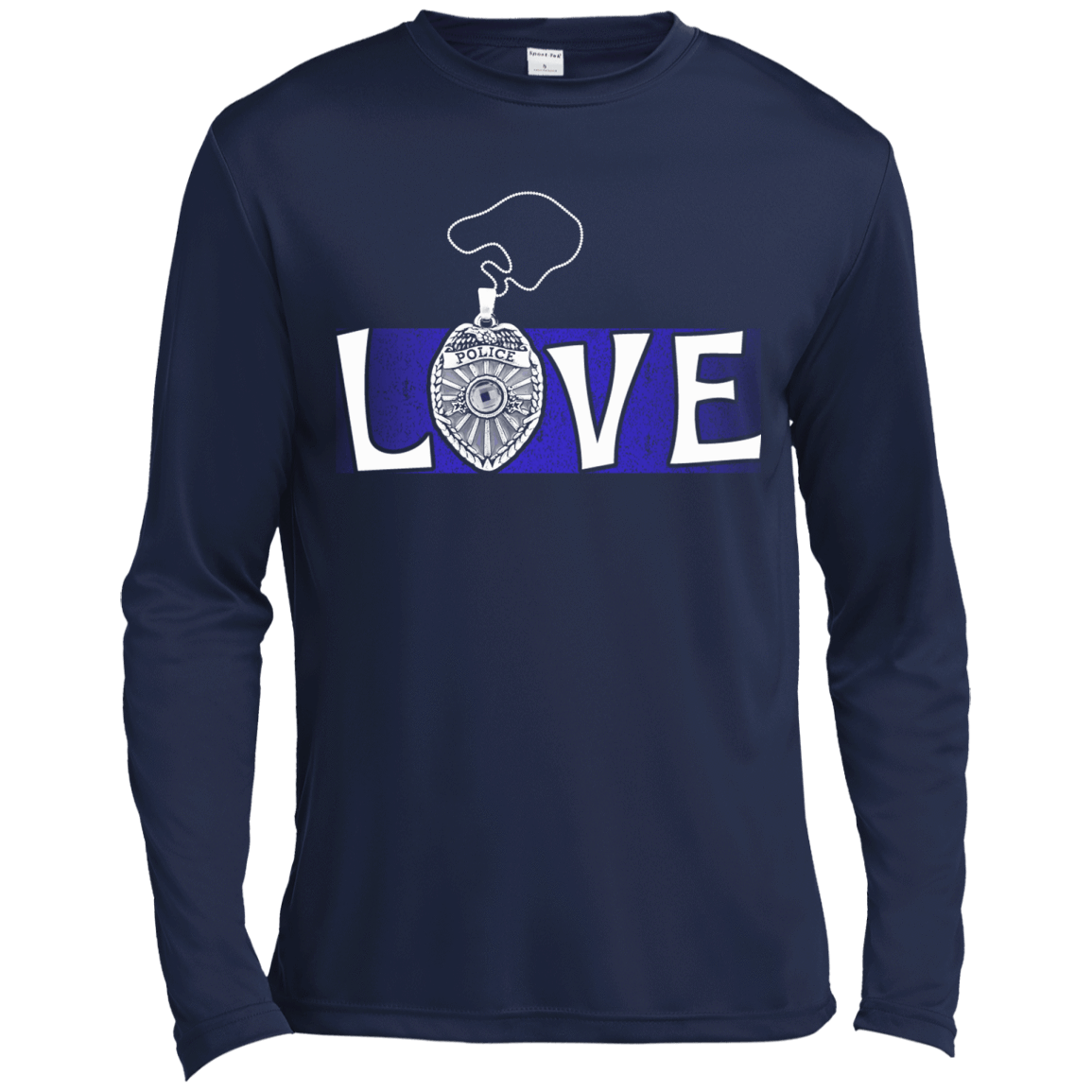 Love Police Thin Blue Line-T-Shirt & Hoodie-Long Sleeve T-Shirt-Navy
