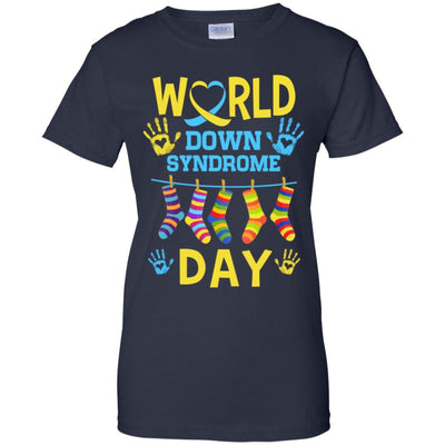 World Down Syndrome Day Gifts Dad Mom Kids Socks-T-Shirt & Hoodie-Women's T-Shirt-Navy