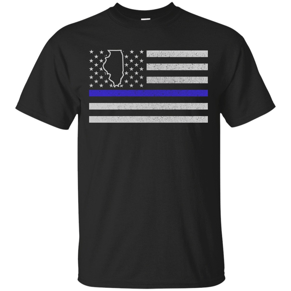 Illinois Thin Blue Line Police State-T-Shirt & Hoodie-Classic T-Shirt-Black