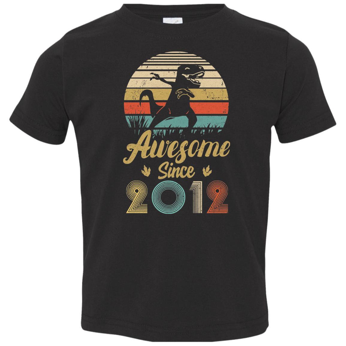 Awesome Since 2012 9th Years Old Dinosaur Birthday Gift Youth-Youth Shirt-Toddler T-Shirt-Black