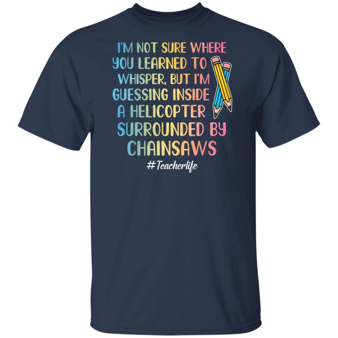 I'm Not Sure Where You Learned To Whisper Teacher-T-Shirt & Hoodie-Classic T-Shirt-Navy