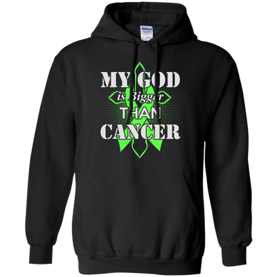 My God Is Bigger Than Cancer Green Awareness Ribbon-T-Shirt & Hoodie-Pullover Hoodie-Black