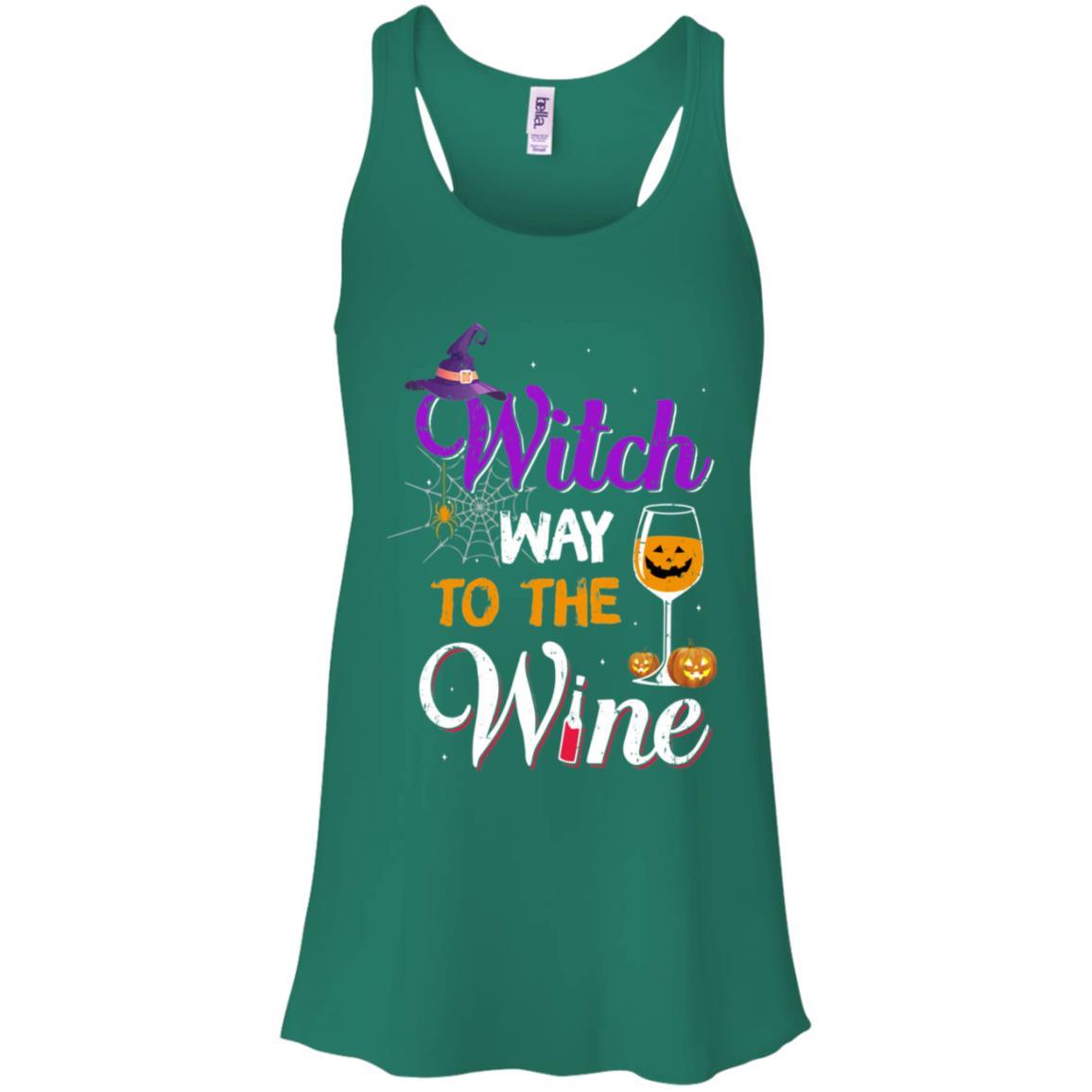Witch Way To The Wine Funny Wine Halloween Gifts-T-Shirt & Tank Top-Women's Flowy Racerback Tank-Kelly Green