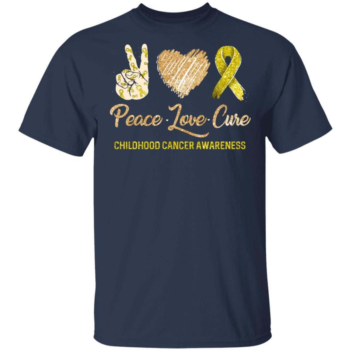 Peace Love Cure Childhood Cancer Awareness-T-Shirt & Hoodie-Classic T-Shirt-Navy