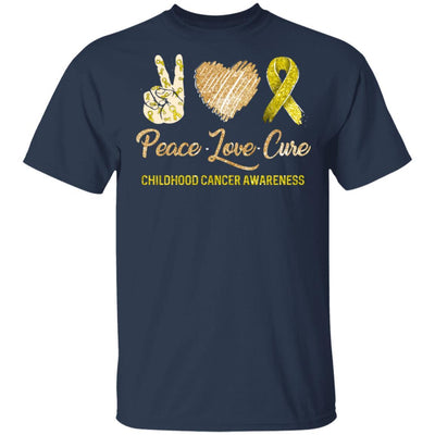 Peace Love Cure Childhood Cancer Awareness-T-Shirt & Hoodie-Classic T-Shirt-Navy