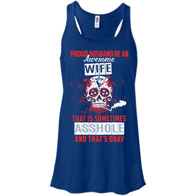 Proud Husband Of An Awesome Wife-T-Shirt & Hoodie-Women's Flowy Racerback Tank-True Royal