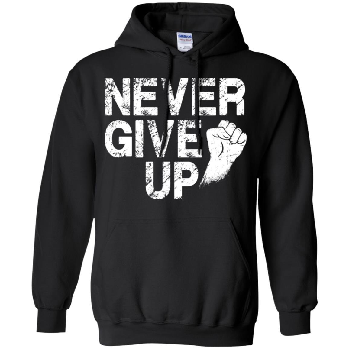 Never Give Up Motivational Soccer Football-T-Shirt & Hoodie-Pullover Hoodie-Black