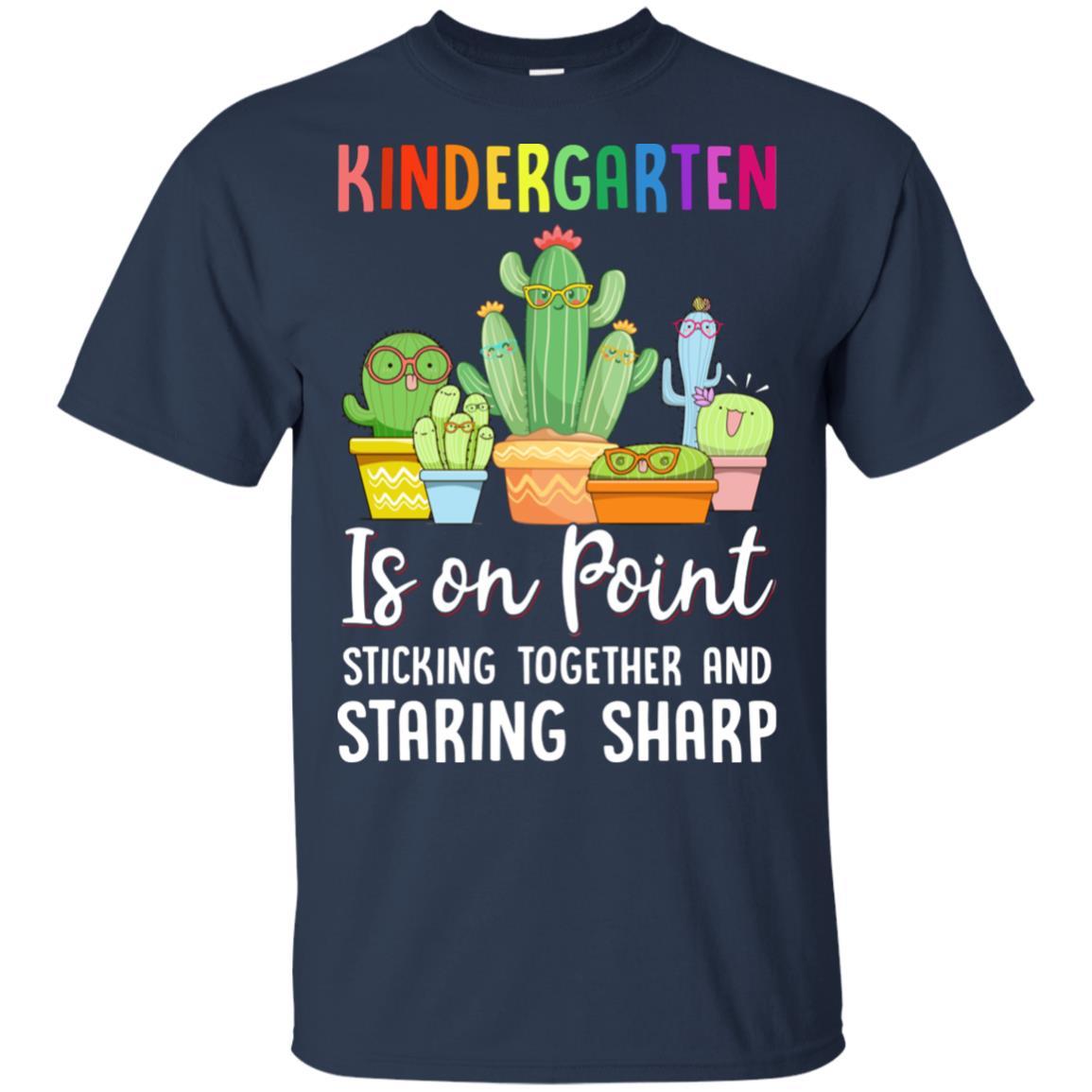 Kindergarten Is On Point 1St Day Of School Cactus Teacher-T-Shirt & Hoodie-Classic T-Shirt-Navy