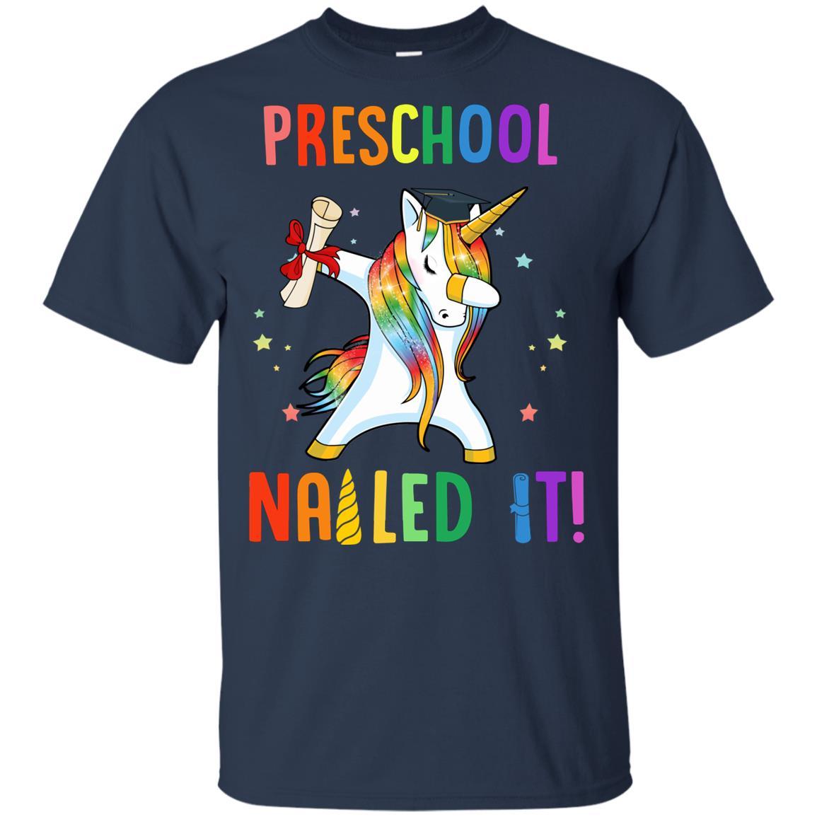 Dabbing Preschool Unicorn Nailed It Graduation Class Of 2021 Youth-Youth Shirt-Youth T-Shirt-Navy