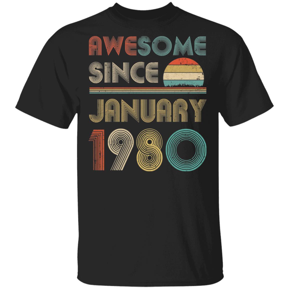 Awesome Since January 1980 Vintage 41th Birthday Gifts-T-Shirt & Hoodie-Classic T-Shirt-Black
