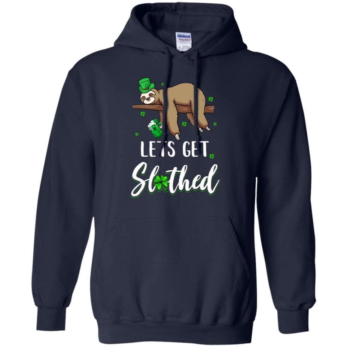 Funny Let's Get Slothed Irish Sloth St Patricks Day-T-Shirt & Hoodie-Pullover Hoodie-Navy