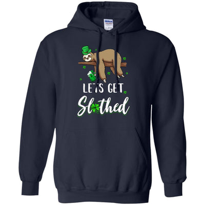Funny Let's Get Slothed Irish Sloth St Patricks Day-T-Shirt & Hoodie-Pullover Hoodie-Navy