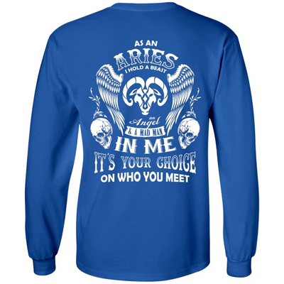 As An Aries I Hold A Beast An Angel A Madman In Me-T-Shirt & Hoodie-LS Ultra Cotton Tshirt-Royal