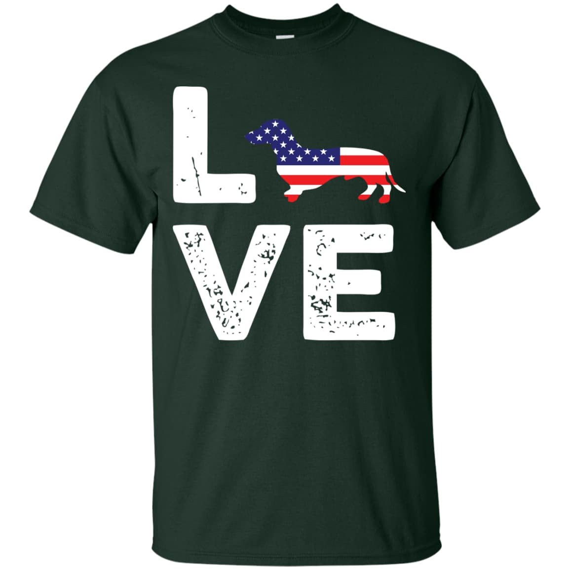 American Flag Dog Wiener Love-T-Shirt & Hoodie-Classic T-Shirt-Forest Green