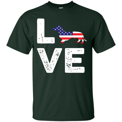 American Flag Dog Wiener Love-T-Shirt & Hoodie-Classic T-Shirt-Forest Green