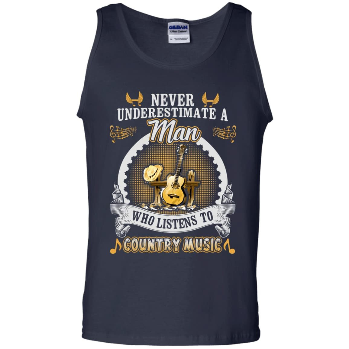 A Man Listen To Country Music-T-Shirt & Hoodie-Unisex Tank-Navy