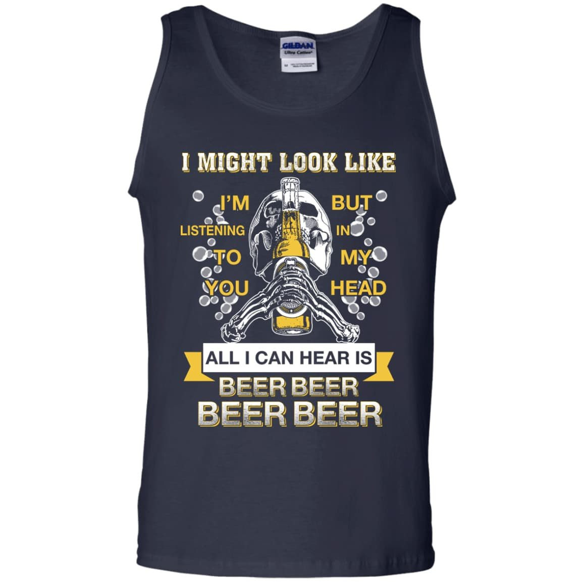 All I Can Hear Is Beer Beer Beer Beer-T-Shirt & Hoodie-Unisex Tank-Navy