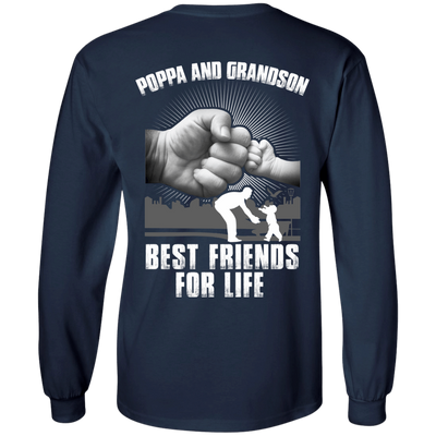 Poppa And Grandson Best Friends For Life-T-Shirt & Hoodie-Long Sleeve T-Shirt-Navy
