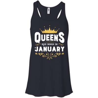 Queens Are Born In January-T-Shirt & Hoodie-Women's Flowy Racerback Tank-Midnight