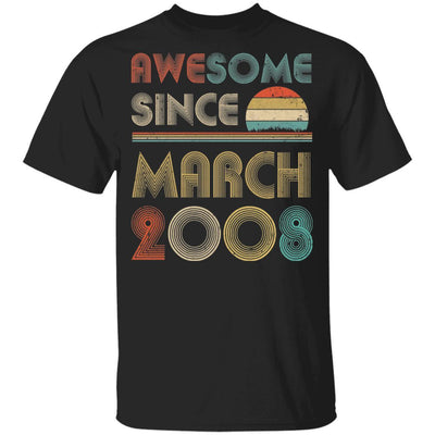 Awesome Since March 2008 Vintage 13th Birthday Gifts Youth-Youth Shirt-Youth T-Shirt-Black