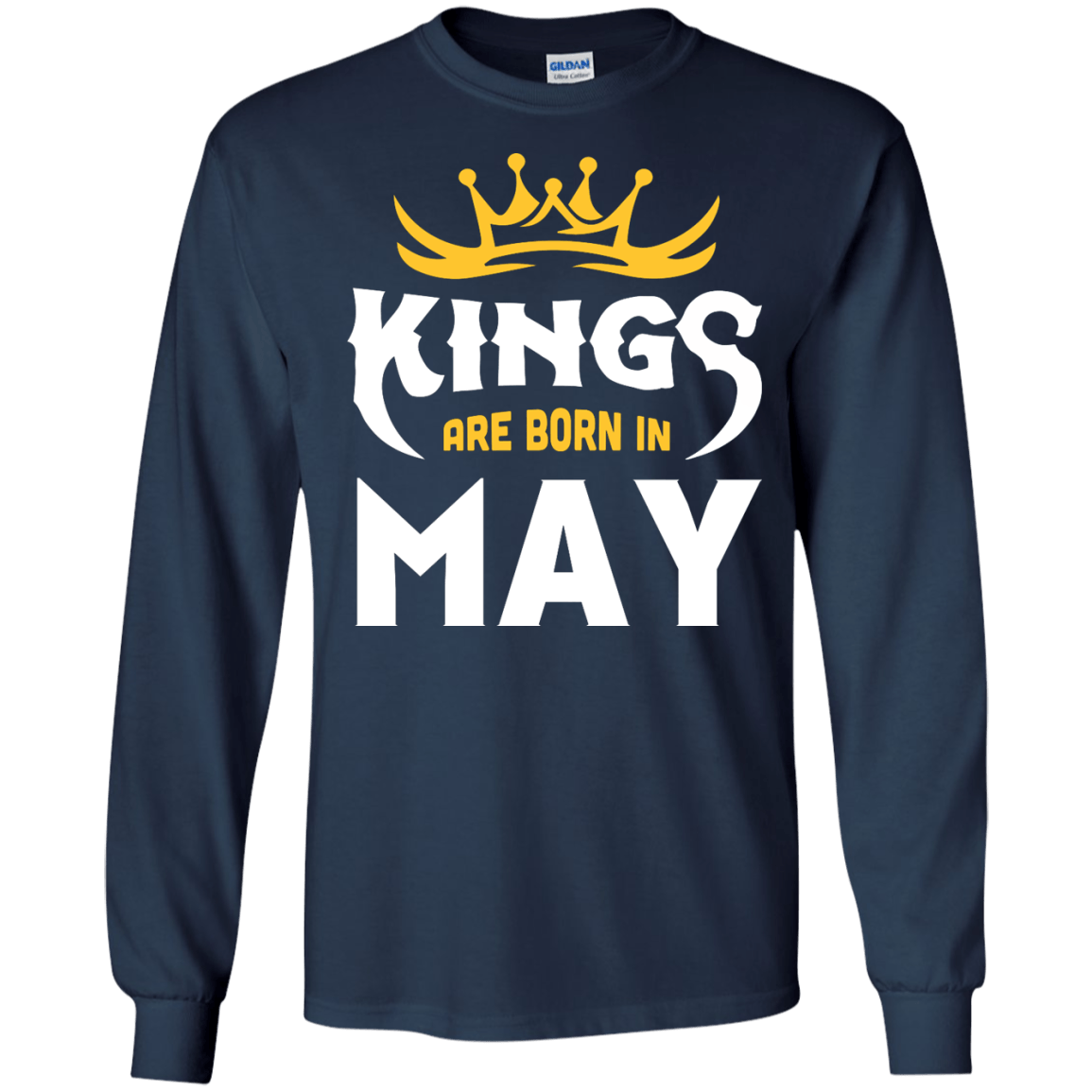 Kings Are Born In May-T-Shirt & Hoodie-Long Sleeve T-Shirt-Navy
