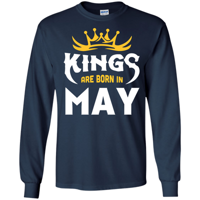 Kings Are Born In May-T-Shirt & Hoodie-Long Sleeve T-Shirt-Navy