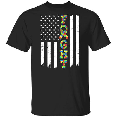 Autism Awareness American Flag Distressed-T-Shirt & Hoodie-Classic T-Shirt-Black
